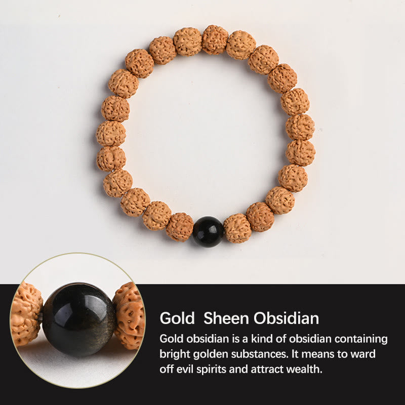 Buddha Stones Tíbet Rudraksha Bodhi Semilla Riqueza Pulsera auspiciosa