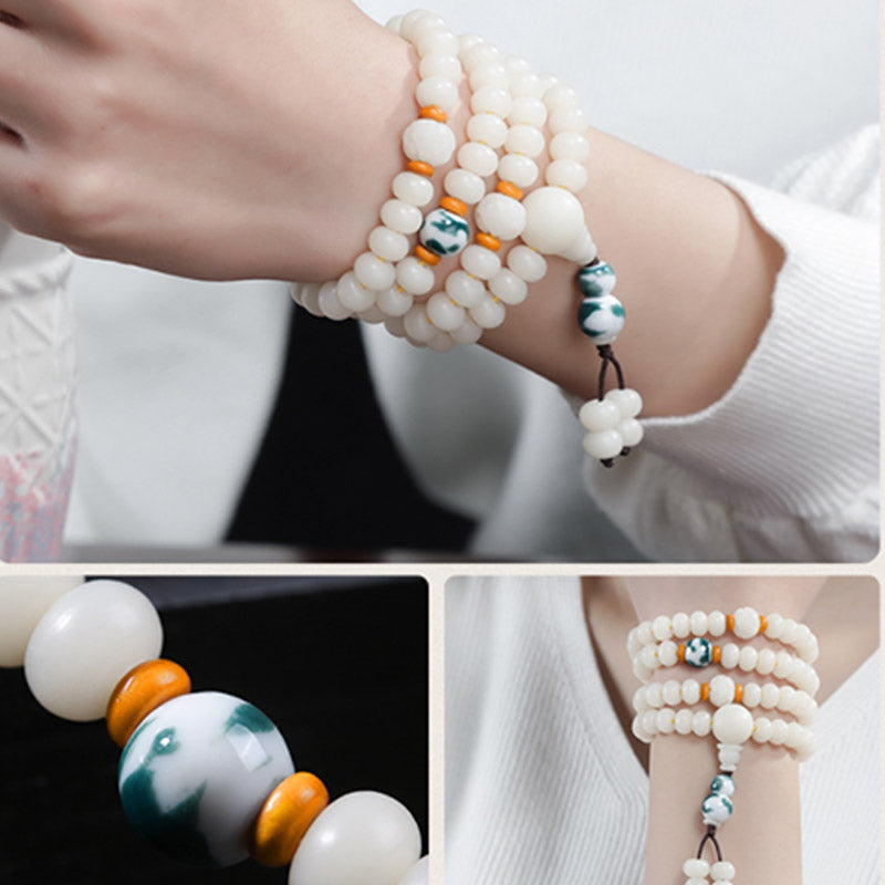 Pulsera con dijes de bendición de loto con cuentas de semillas Bodhi de Buddha Stones