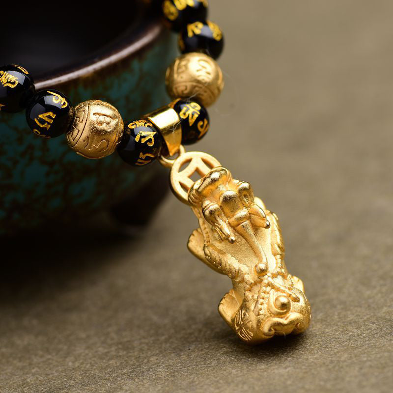 Collar de riqueza PiXiu de obsidiana FengShui