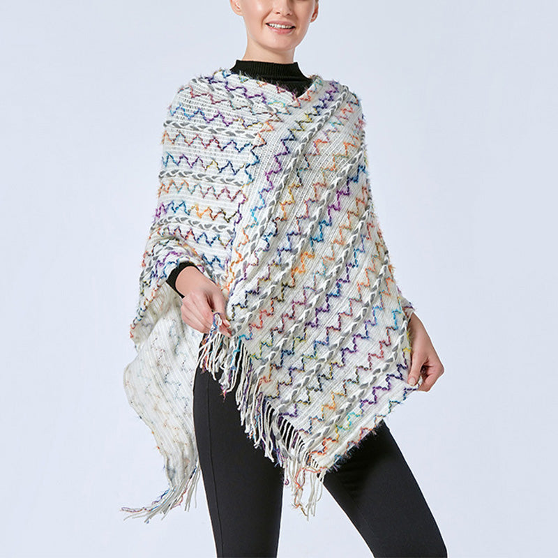 Buddha Stones tibetano colorido chal a rayas borlas jersey invierno acogedor viaje bufanda abrigo