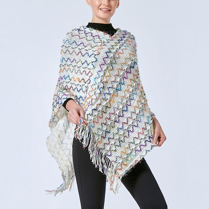 Buddha Stones tibetano colorido chal a rayas borlas jersey invierno acogedor viaje bufanda abrigo