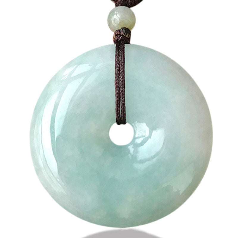 Colgante de collar de suerte con hilo de jade redondo de Buddha Stones