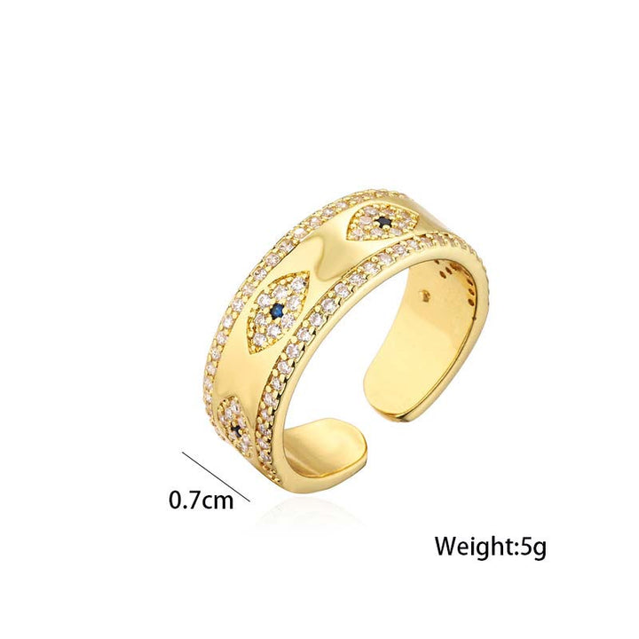 Anillo de aleación de cobre con Buddha Stones y mal de ojo para bendecir la suerte