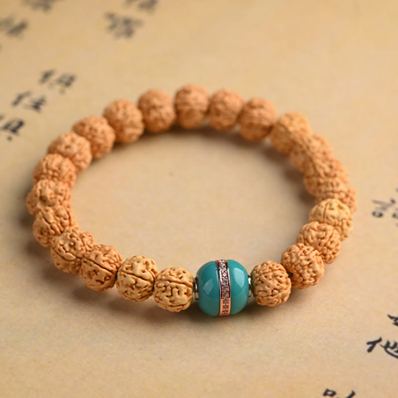 Buddha Stones Tíbet Rudraksha Bodhi Semilla Riqueza Pulsera auspiciosa