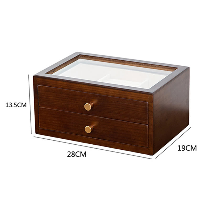 Caja de almacenamiento de joyería Retro de madera maciza con Buddha Stones, con cajón