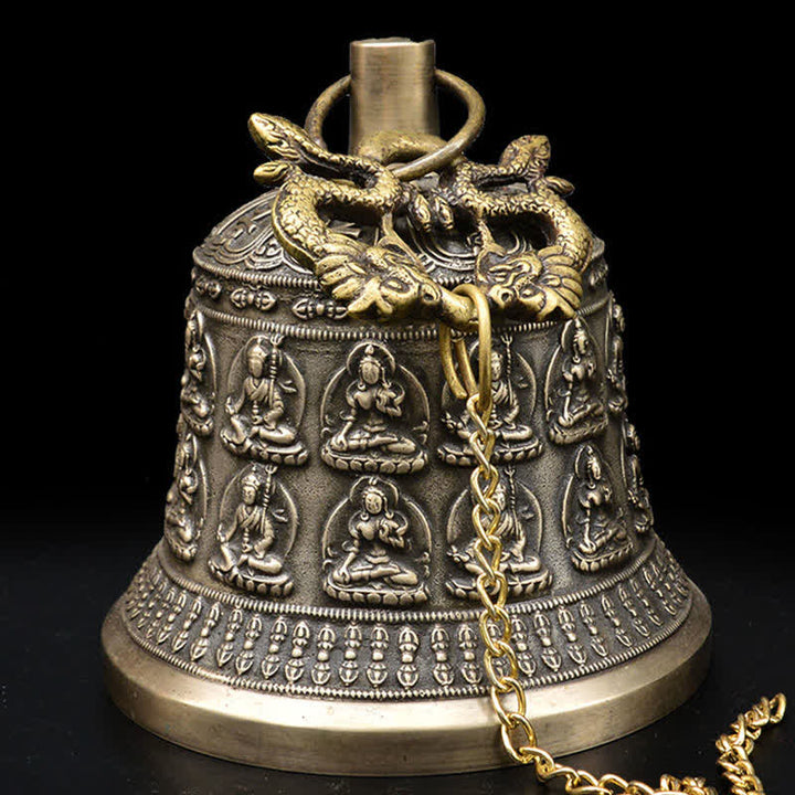 Campana de viento tibetana con grabado de Buda, dragón, campana de cobre, decoración colgante de pared de la suerte - image 2