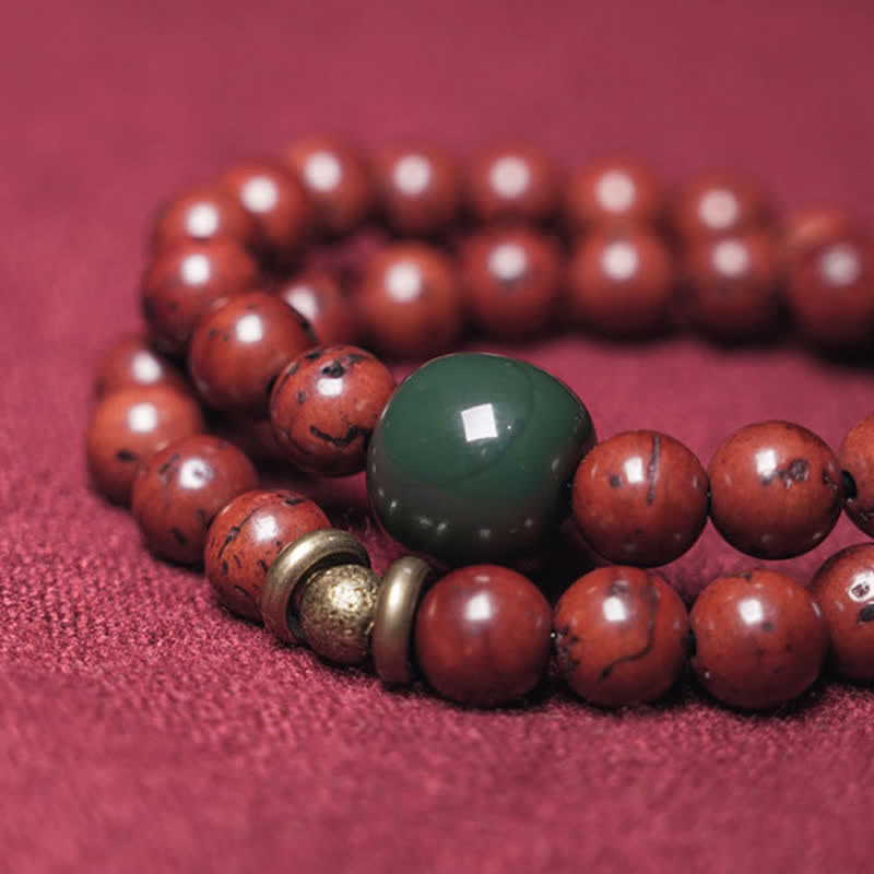 Pulsera de la suerte de la paz del cobre del jade cian de la semilla de Bodhi