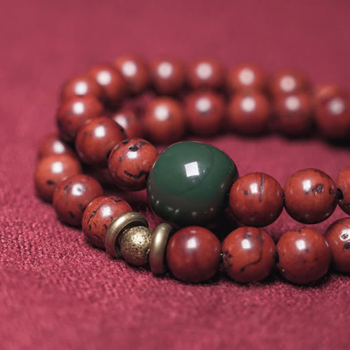 Pulsera de la suerte de la paz del cobre del jade cian de la semilla de Bodhi