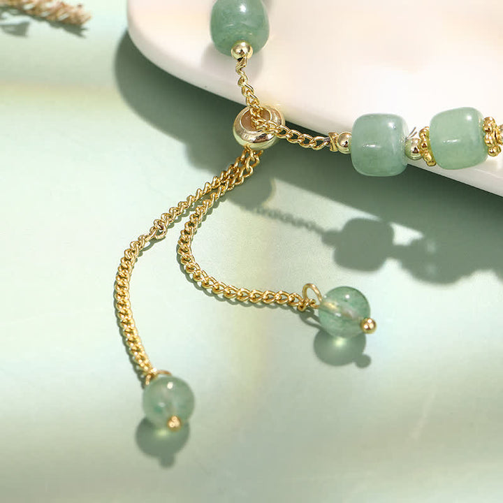 Pulsera de cuentas de suerte de aventurina verde natural del año del conejo