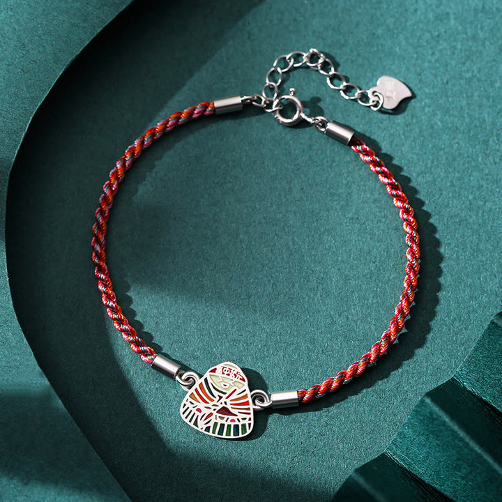 Pulsera hecha a mano multicolor con Buddha Stones de plata de ley 925 con patrón Zongzi de la suerte