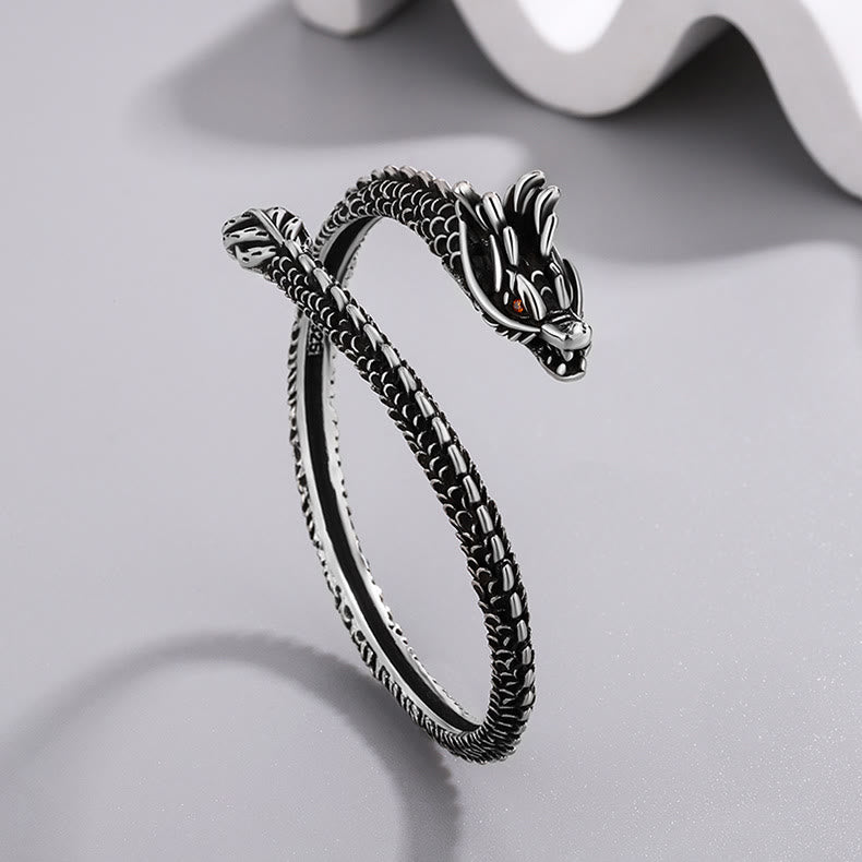 Brazalete de protección de la suerte con patrón de escamas de dragón de Buddha Stones