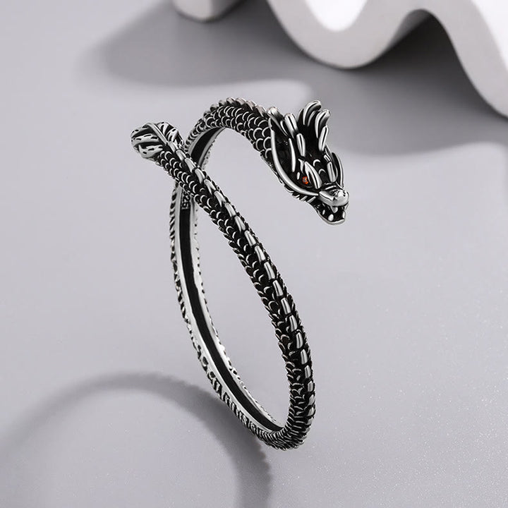 Brazalete de protección de la suerte con patrón de escamas de dragón de Buddha Stones