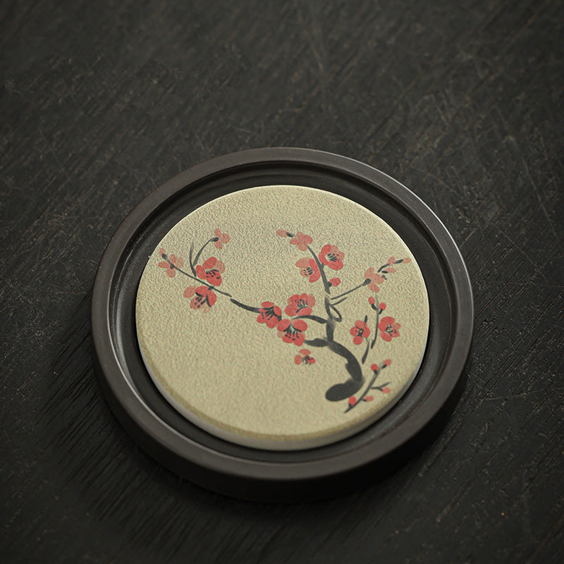 Buddha Stones, flor de ciruelo, corazón de melocotón, Sutra, níspero, Magnolia, caqui, tapete para Taza de cerámica, posavasos, tapete para té Kung Fu