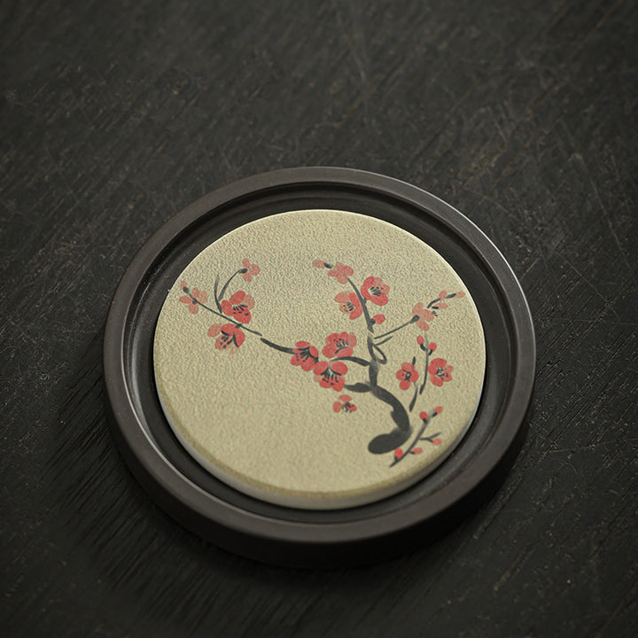 Buddha Stones, flor de ciruelo, corazón de melocotón, Sutra, níspero, Magnolia, caqui, tapete para Taza de cerámica, posavasos, tapete para té Kung Fu