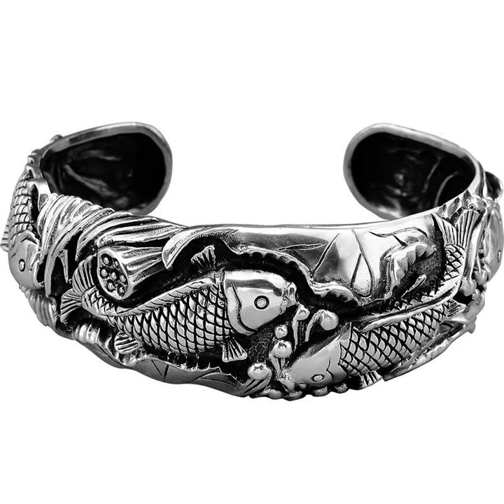 Brazalete de pulsera con Buddha Stones , pez Koi, loto, suerte y riqueza