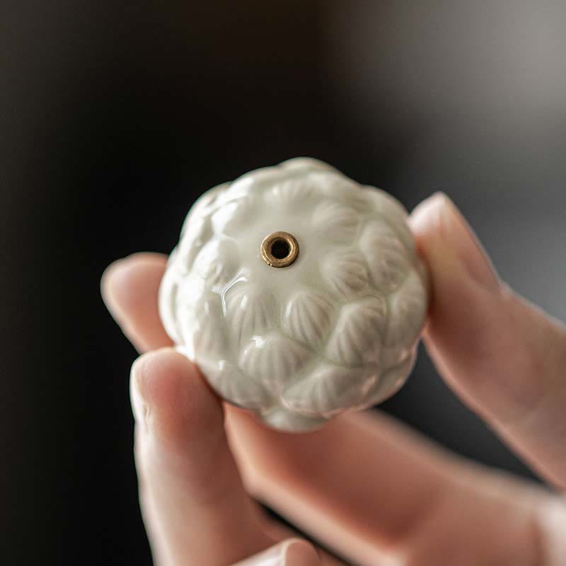 Buddha Stones Mini flor de loto meditación palo de cerámica pequeño quemador de incienso Decoración