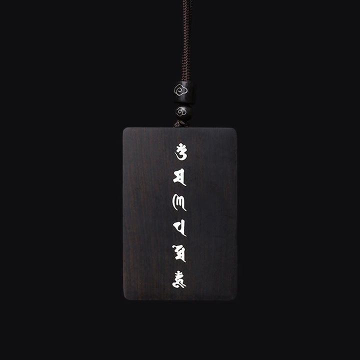 Buddha Stones de plata de ley 999, colgante de collar de protección con incrustaciones de madera de ébano de sándalo rojo y hoja pequeña Om Mani Padme Hum - image 15