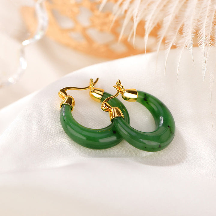 Pendientes colgantes de la suerte de jade cian hetiano redondo natural chapado en plata de ley 925 con Buddha Stones