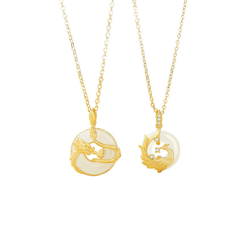 Buddha Stones de Plata de Ley 925, Año del Dragón, Jade Hetian, dragón dorado, Fénix, hebilla de la paz, colgante de collar de la suerte - image 9