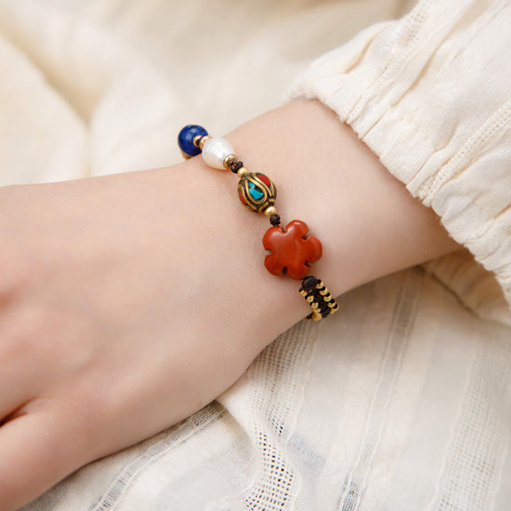 Pulsera de fuerza de protección Om Mani Padme Hum de turquesa tibetana con Buddha Stones