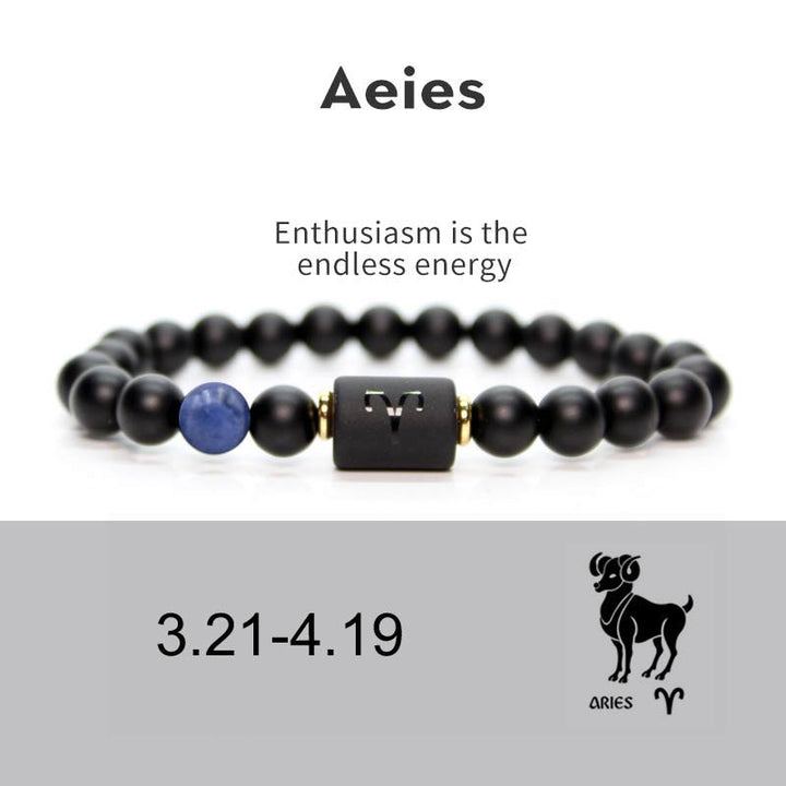 Pulsera Ajustable de Ónix Negro 12 Constelaciones del Zodíaco Buddha Stones