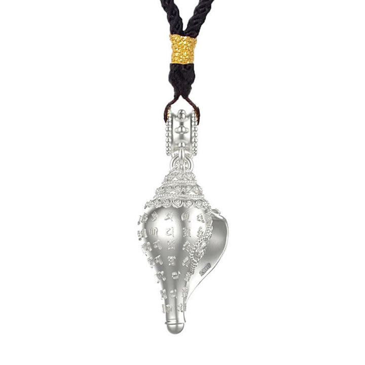 Colgante de plata de ley 999 con concha de caracola Shankha y concha de mar