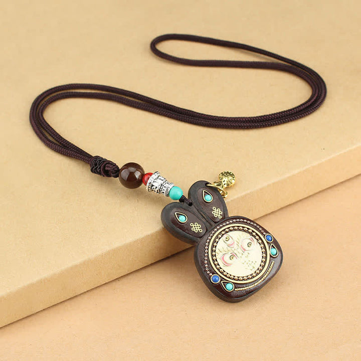 Colgante de collar Thangka de cinco dioses de la riqueza de ébano del Tíbet