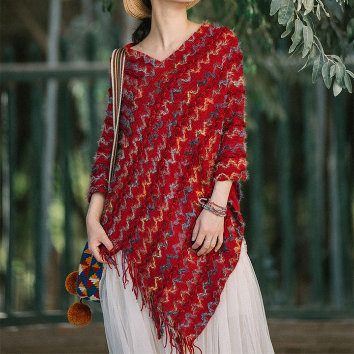 Buddha Stones tibetano colorido chal a rayas borlas jersey invierno acogedor viaje bufanda abrigo