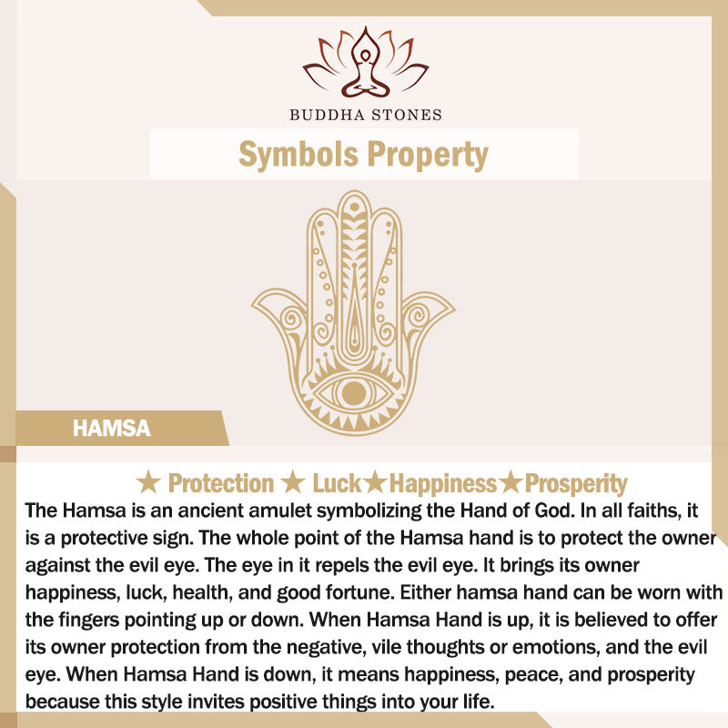 Pulsera hecha a mano con Buddha Stones, símbolo de Hamsa, protección de la suerte