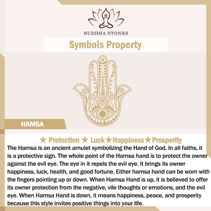 Pulsera hecha a mano con Buddha Stones, símbolo de Hamsa, protección de la suerte