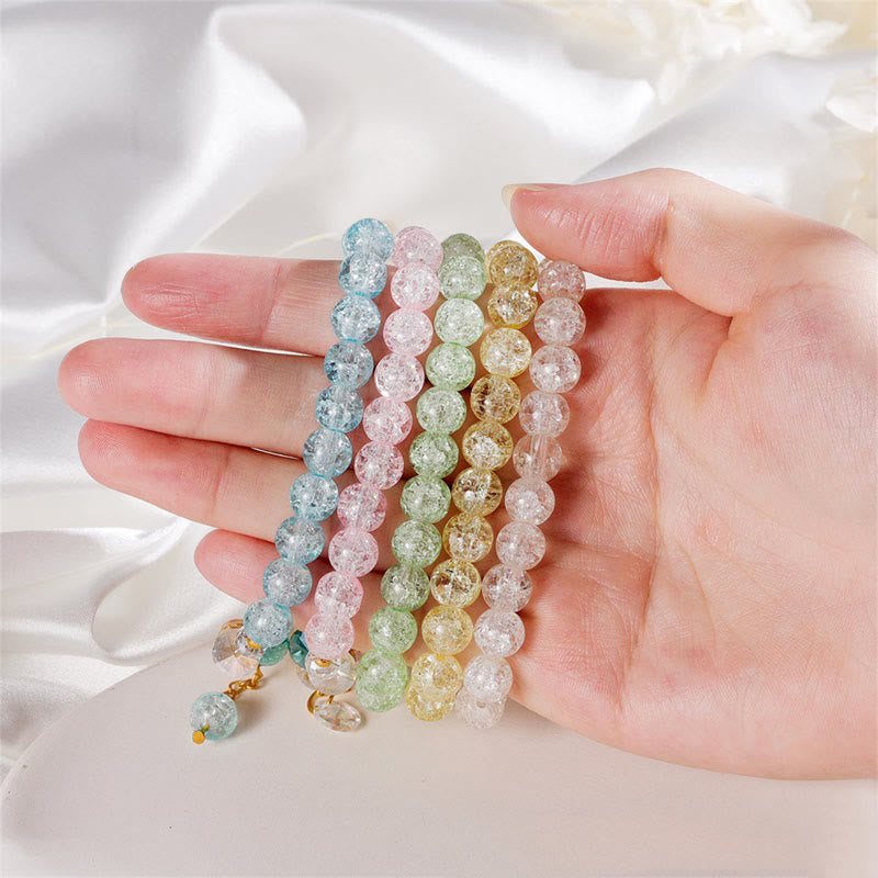 Pulsera de cuentas de cristal con dije de flor de diseño simple con Buddha Stones