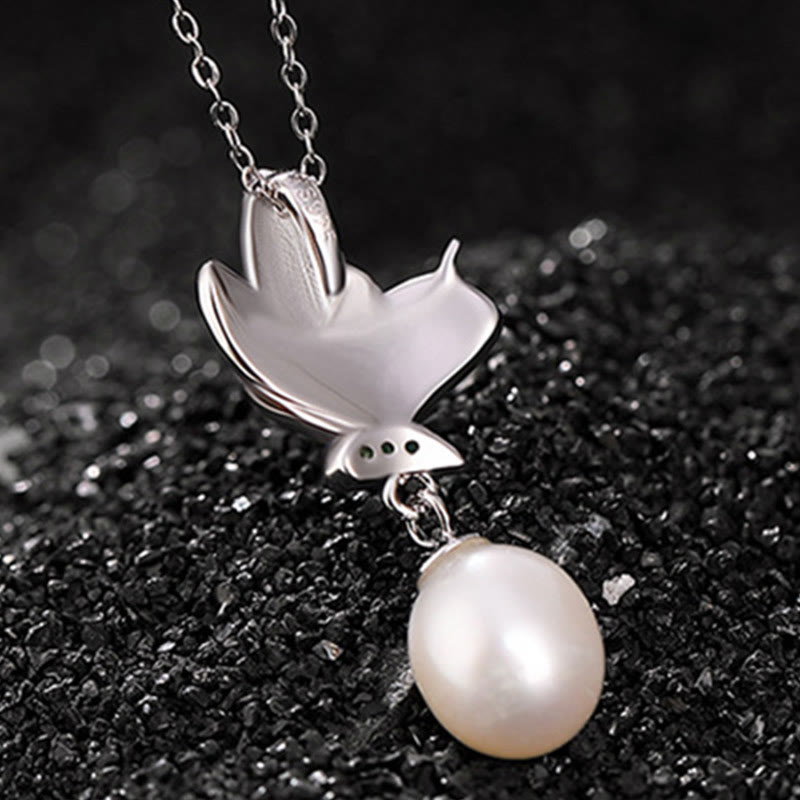 Collar con colgante y pendientes de plata de ley 925 con Buddha Stones , perlas y mariposas