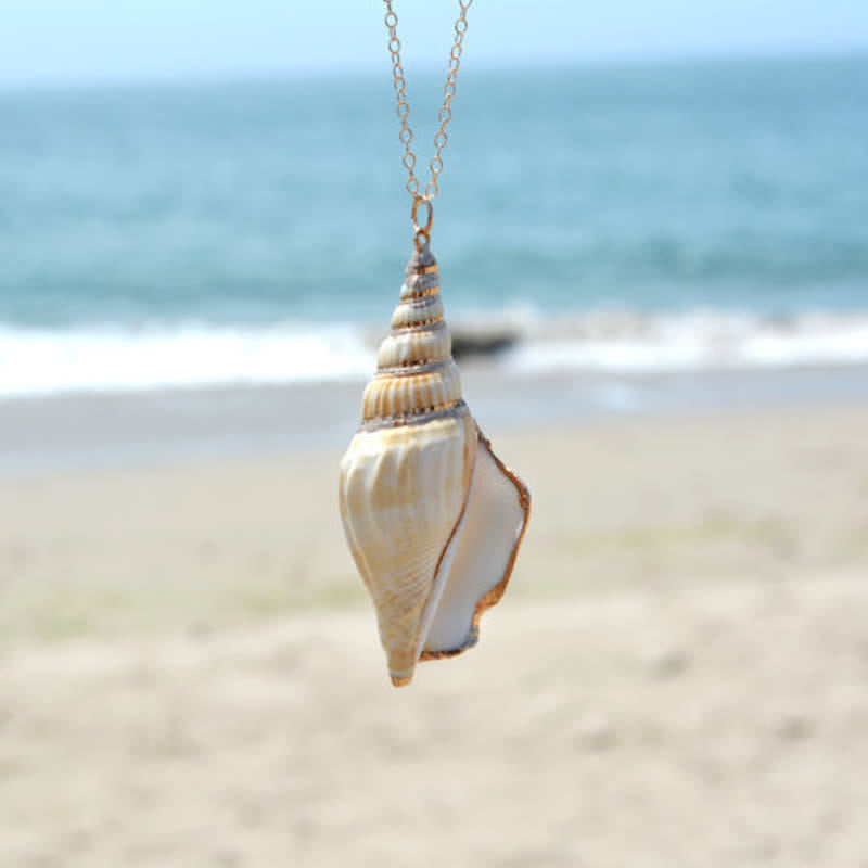 Colgante de collar de la suerte de concha de caracola Shankha Natural