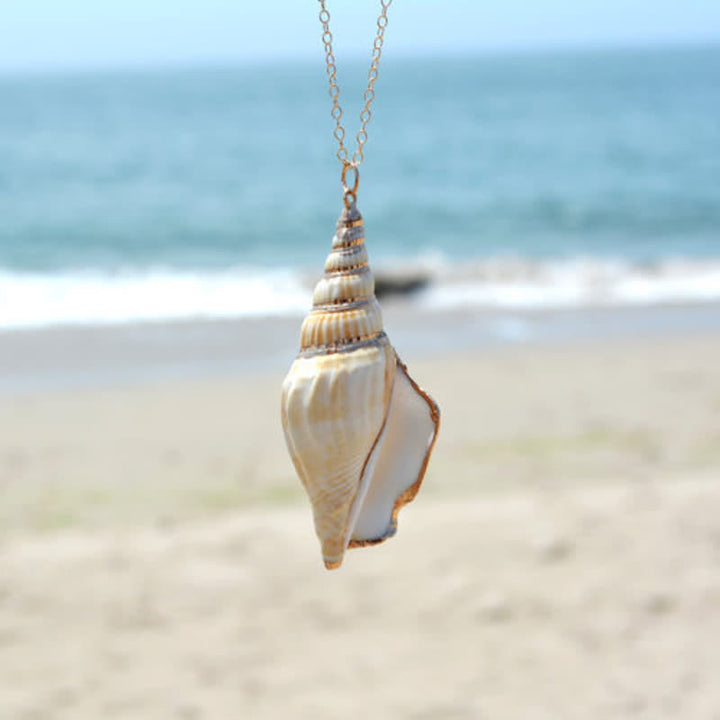 Colgante de collar de la suerte de concha de caracola Shankha Natural