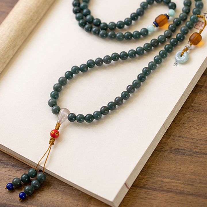 Pulsera de meditación con bendición de semillas Bodhi, 108 cuentas, Mala