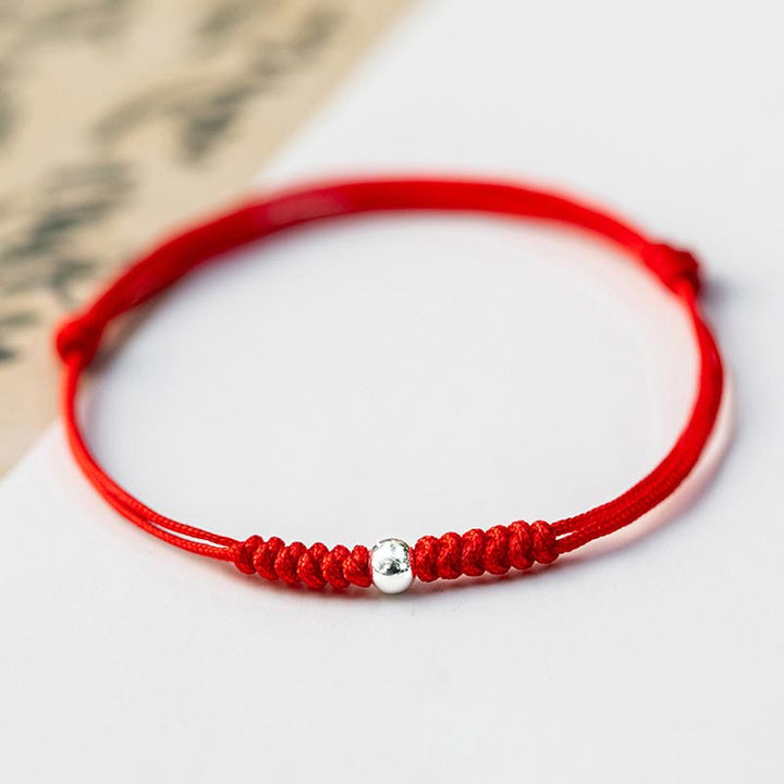 Pulsera trenzada de hilo rojo con protección de cuentas de la suerte de plata de ley 925 con Buddha Stones - Cuentas redondas - Rojo (circunferencia de la muñeca 14-18 cm) - image 16