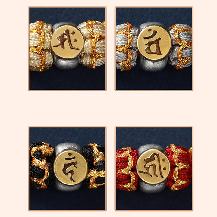 Pulsera de hilo trenzado de la suerte de plata con Buda natal del zodiaco chino de Buddha Stones