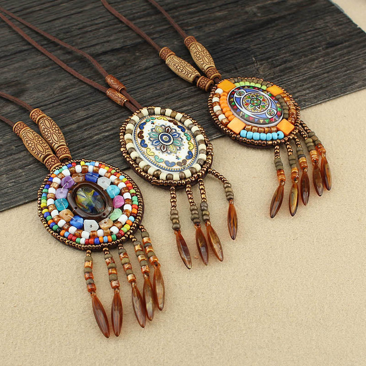 Colgante de collar de creatividad con cuentas de patrón de mandala de Buddha Stones - image 1