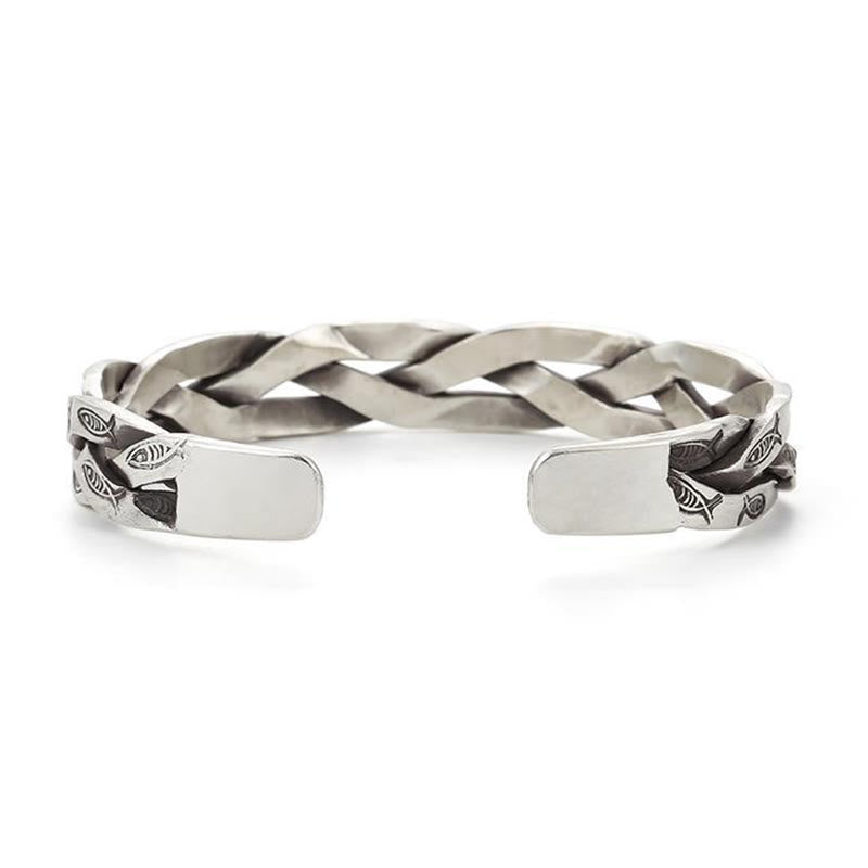 Brazalete con diseño retorcido de peces Koi y Buddha Stones, pulsera de la suerte y la riqueza