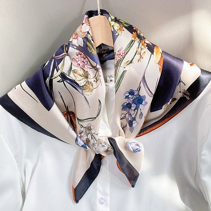 Buddha Stones escena pastoral globo aerostático flor de primavera 100% seda de morera cuello bufanda para el pelo - image 30