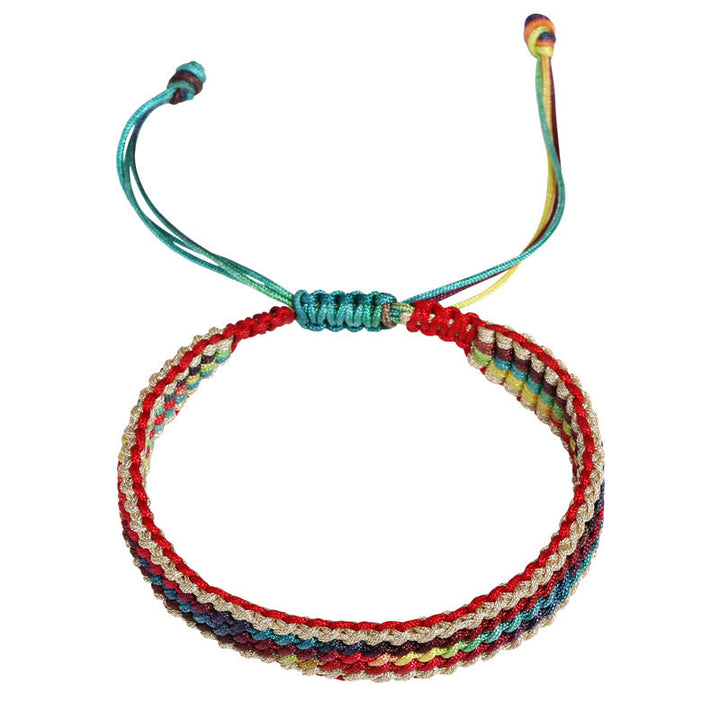 Pulsera de hilo trenzado con protección multicolor de arcoíris hecha a mano con Buddha Stones del Tíbet