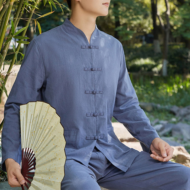 Buddha Stones espiritual Zen práctica Yoga meditación oración ropa algodón lino conjunto de hombres