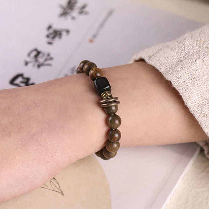 Pulsera de paz calmante de cristal de sándalo verde tibetano