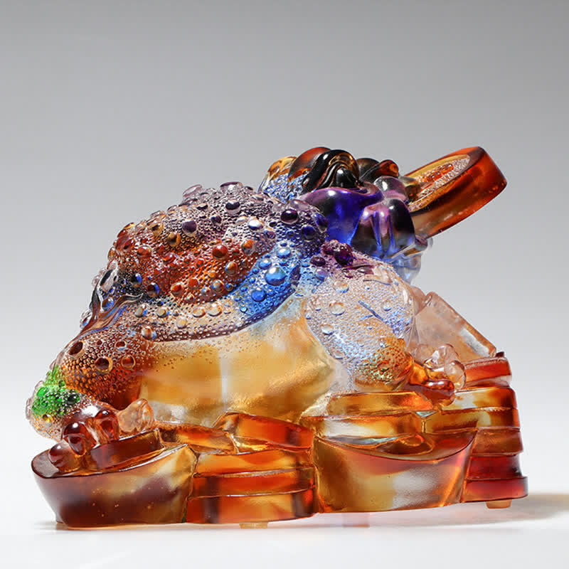 Feng Shui Rana hecha a mano Liuli Crystal Art Piece Riqueza Decoración de la Oficina del Hogar