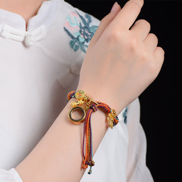 Pulsera de cuerda con nudo de reencarnación colorida, atrapasueños, Om Mani Padme Hum tibetano, Buddha Stones