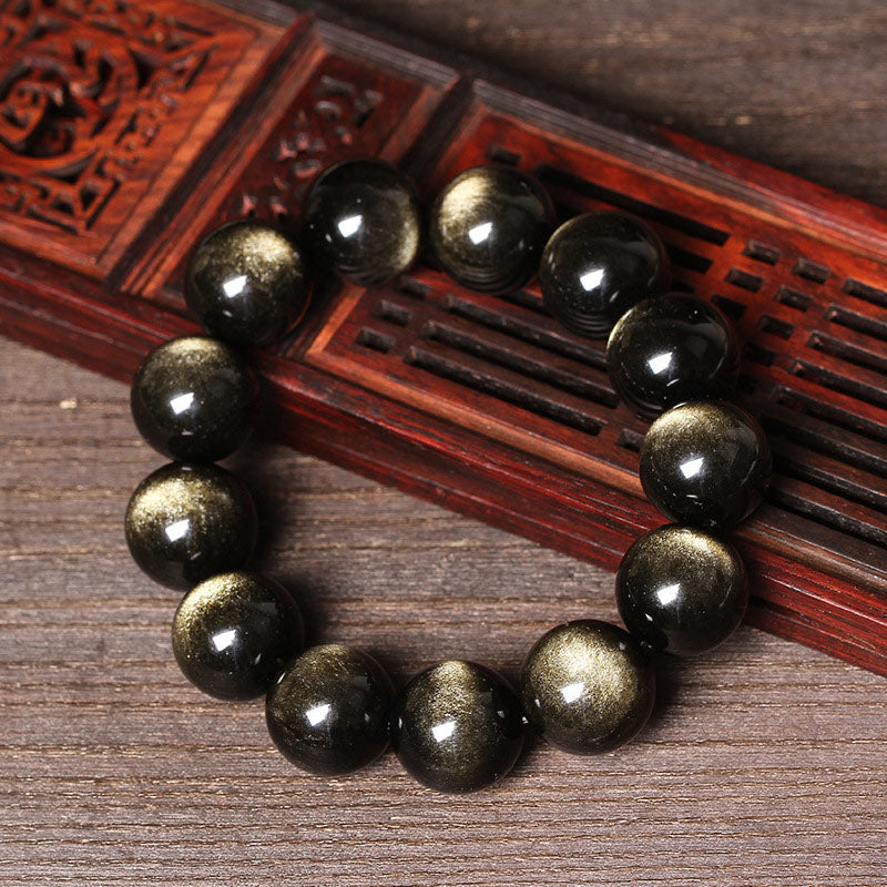 Pulsera de purificación de obsidiana tibetana con Buddha Stones