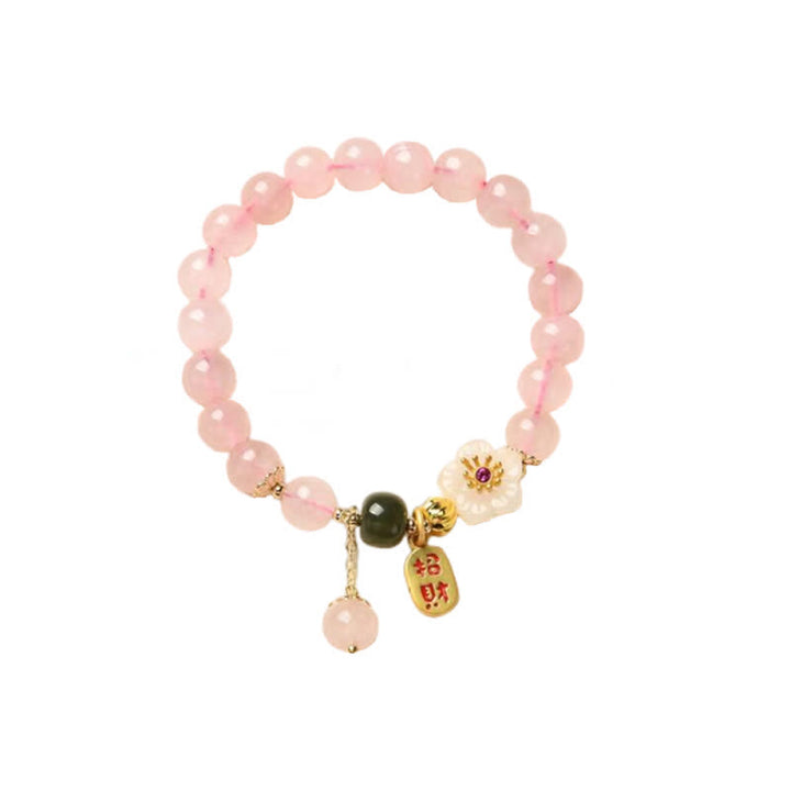 Pulsera de amor cálida con flor de jade de cristal rosa natural con Buddha Stones - image 7