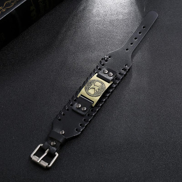 Pulsera De Cuero Equilibrio Árbol De La Vida De La Suerte Con Buddha Stones