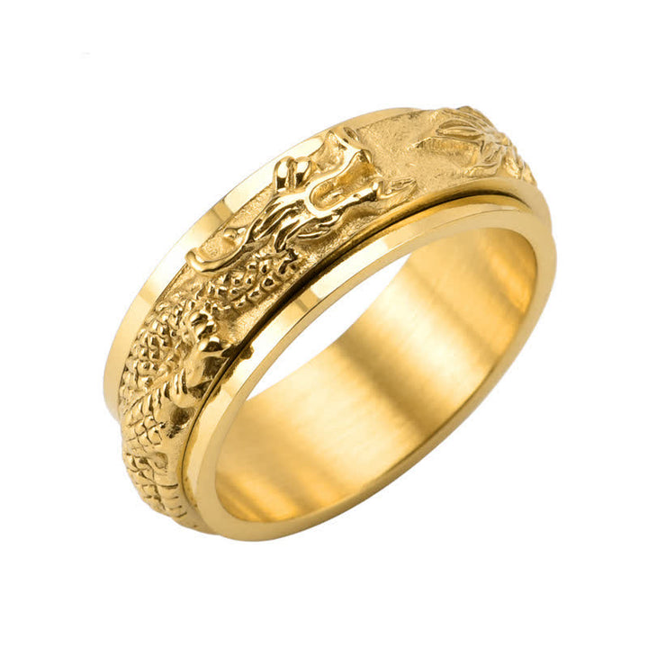 Buddha Stones Anillo de estimulación giratorio de acero de titanio Dragon - image 12
