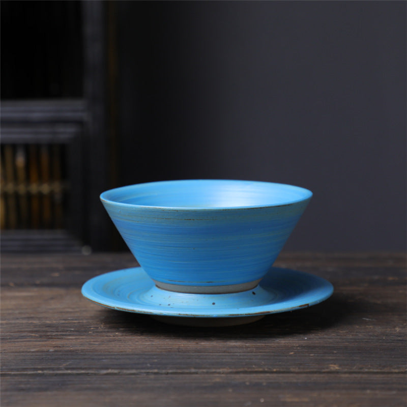 Taza de café de cerámica con diseño de planeta de Buddha Stones, taza de café y té de cerámica rugosa con platillo